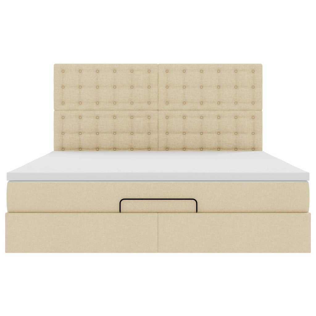 Cadre de lit ottoman avec matelas crème 180x200 cm tissu