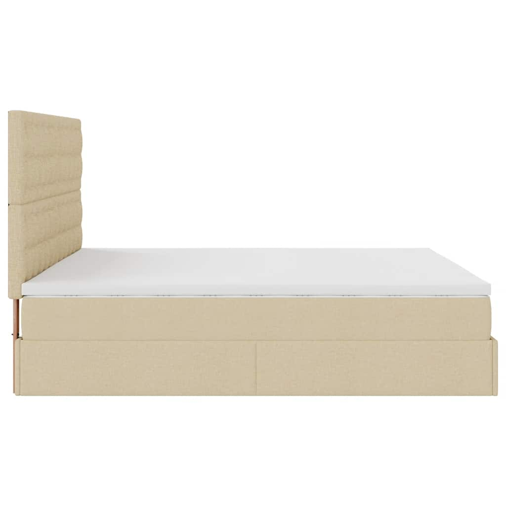 Cadre de lit ottoman avec matelas crème 180x200 cm tissu