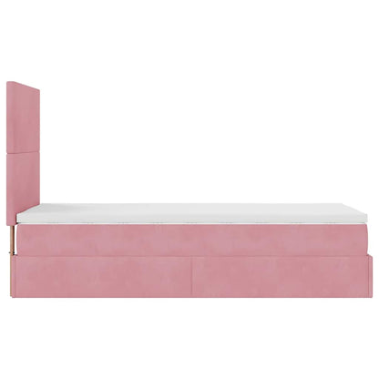 Cadre de lit ottoman avec matelas rose 80x200 cm velours