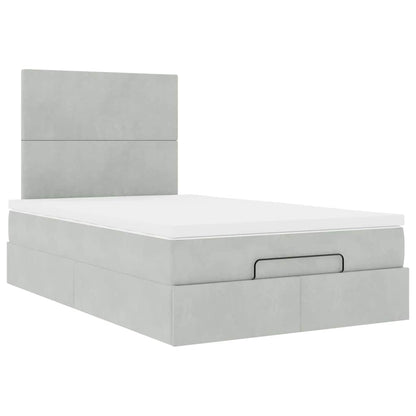 Cadre de lit ottoman avec matelas gris clair 120x190 cm velours