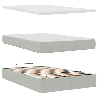 Cadre de lit ottoman avec matelas gris clair 120x190 cm velours