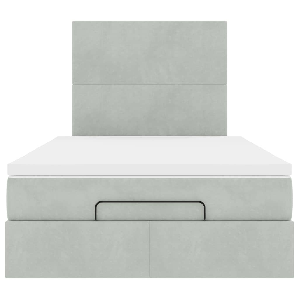 Cadre de lit ottoman avec matelas gris clair 120x190 cm velours