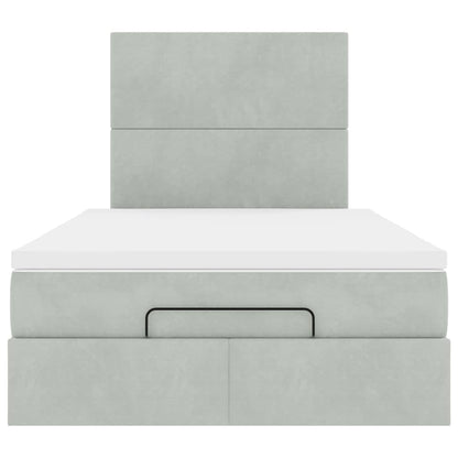 Cadre de lit ottoman avec matelas gris clair 120x190 cm velours