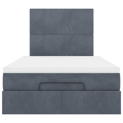 Cadre de lit ottoman avec matelas gris foncé 120x190 cm velours