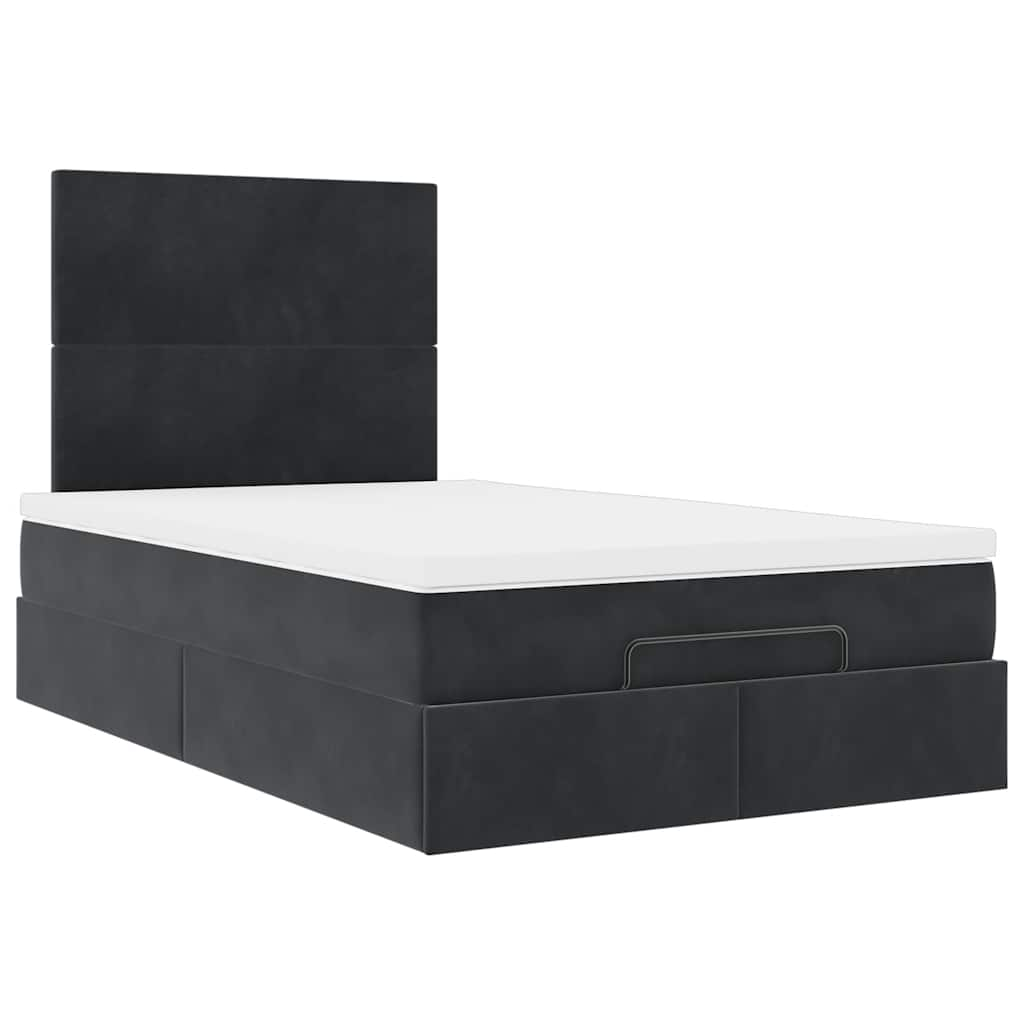 Cadre de lit ottoman avec matelas noir 120x190 cm velours