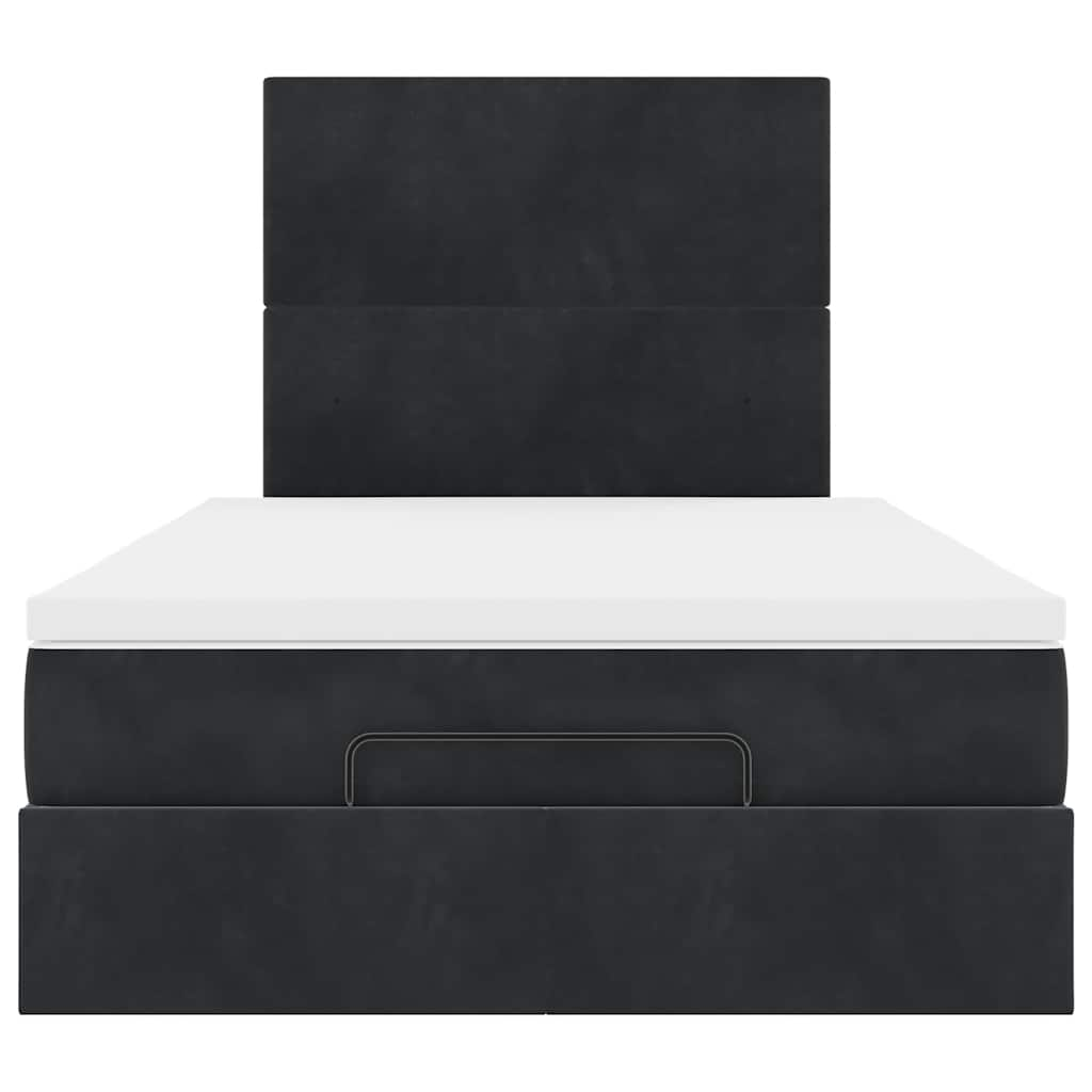 Cadre de lit ottoman avec matelas noir 120x190 cm velours