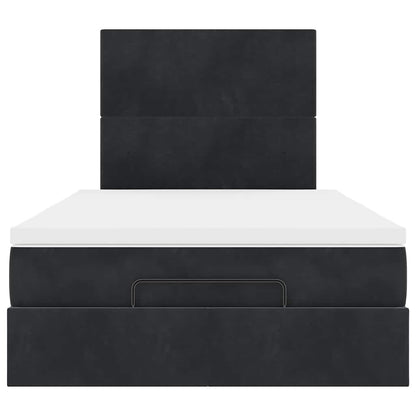 Cadre de lit ottoman avec matelas noir 120x190 cm velours