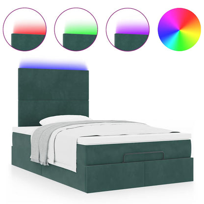 Cadre de lit ottoman avec matelas vert foncé 120x190 cm velours