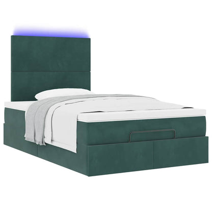 Cadre de lit ottoman avec matelas vert foncé 120x190 cm velours