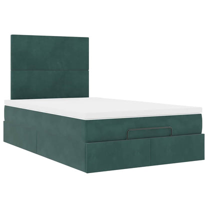 Cadre de lit ottoman avec matelas vert foncé 120x190 cm velours