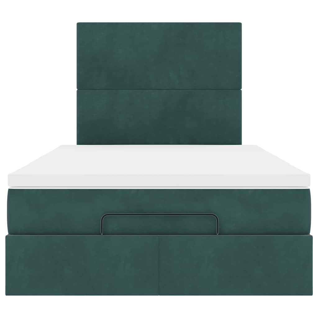 Cadre de lit ottoman avec matelas vert foncé 120x190 cm velours