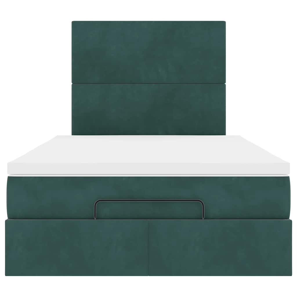 Cadre de lit ottoman avec matelas vert foncé 120x190 cm velours