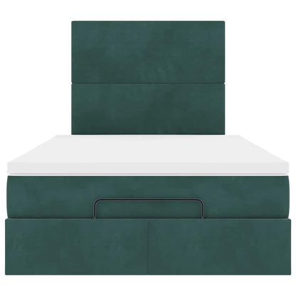 Cadre de lit ottoman avec matelas vert foncé 120x190 cm velours