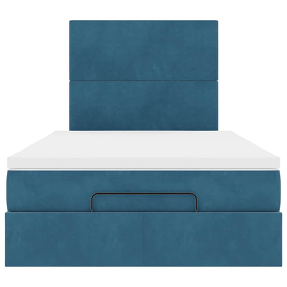 Cadre de lit ottoman avec matelas bleu foncé 120x190 cm velours