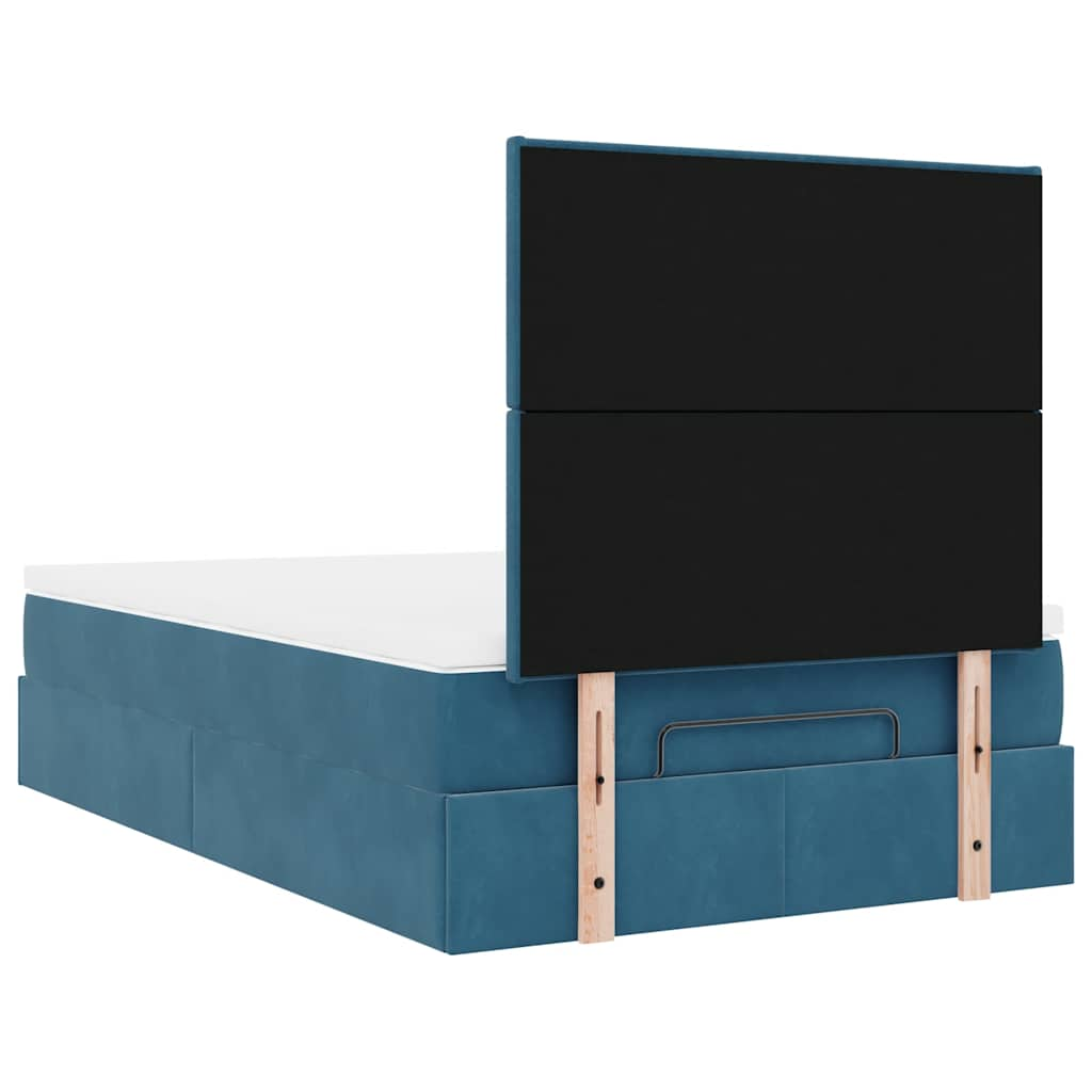 Cadre de lit ottoman avec matelas bleu foncé 120x190 cm velours