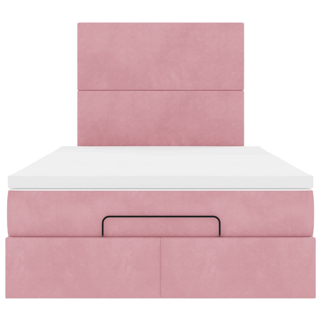 Cadre de lit ottoman avec matelas rose 120x190 cm velours