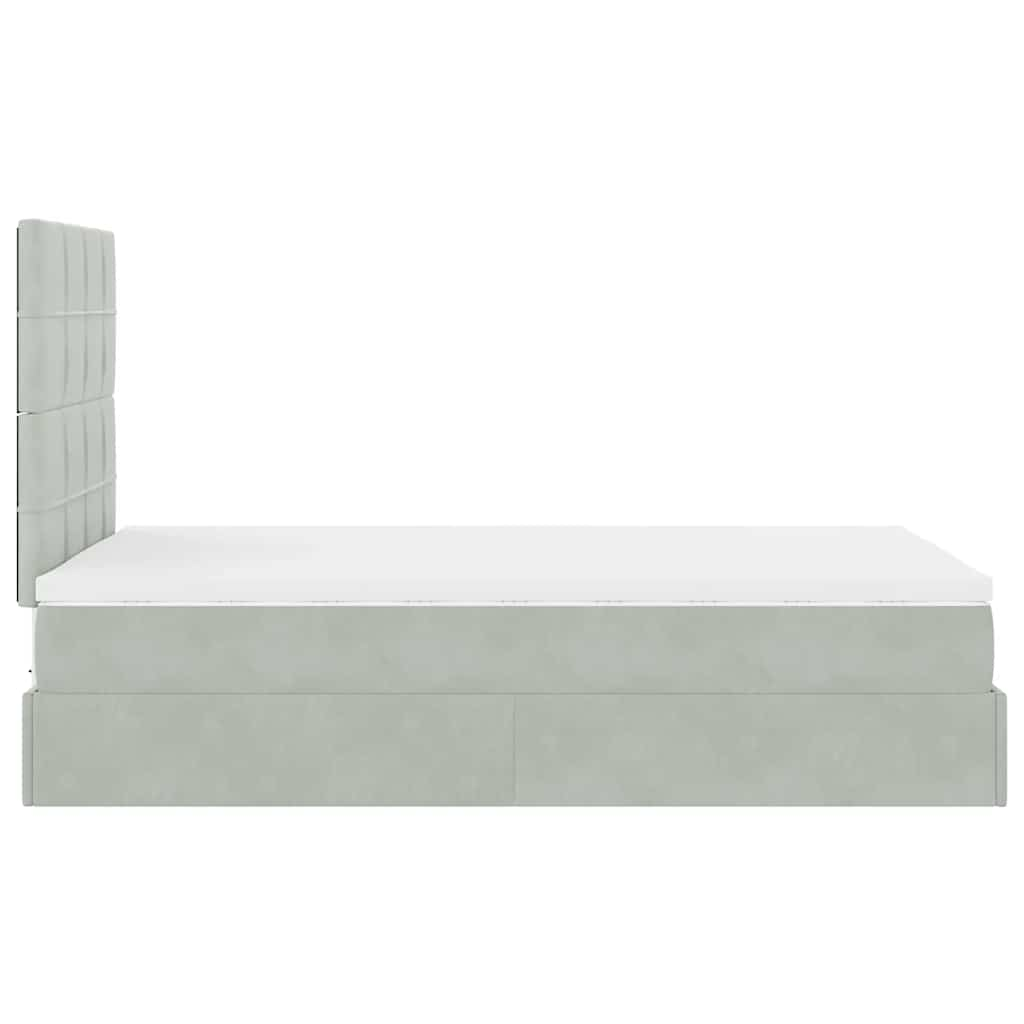 Cadre de lit ottoman avec matelas gris clair 120x190 cm velours