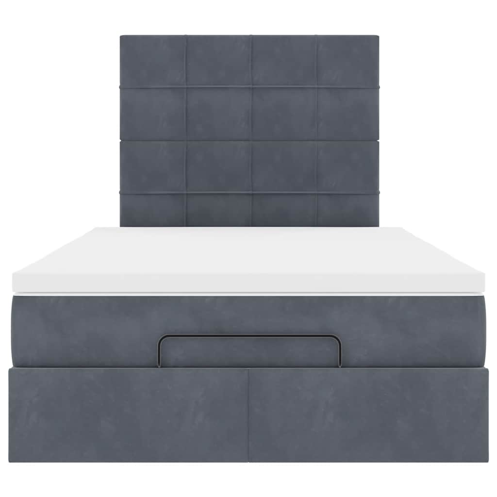 Cadre de lit ottoman avec matelas gris foncé 120x190 cm velours