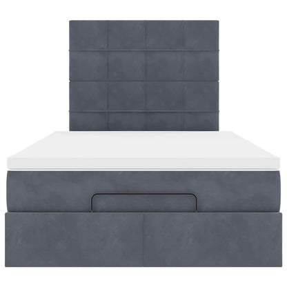 Cadre de lit ottoman avec matelas gris foncé 120x190 cm velours