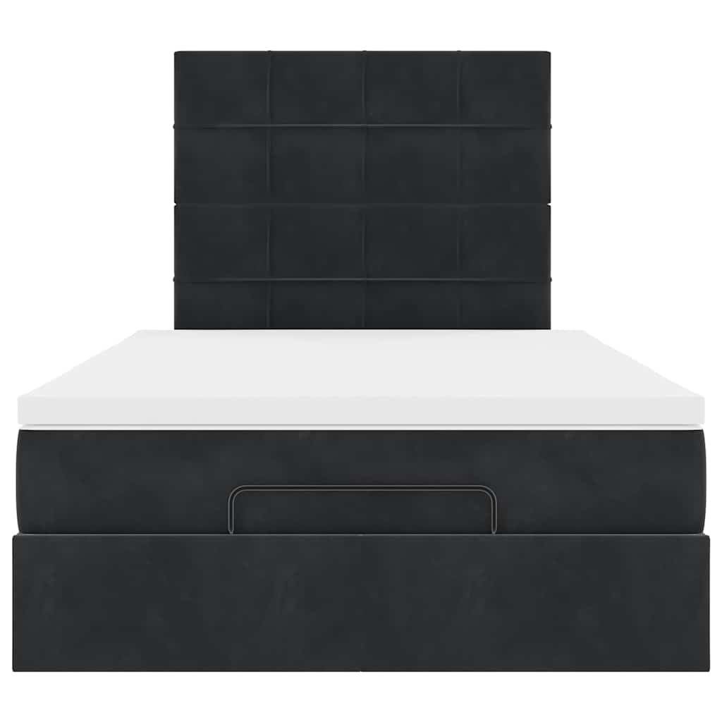 Cadre de lit ottoman avec matelas noir 120x190 cm velours