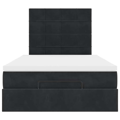 Cadre de lit ottoman avec matelas noir 120x190 cm velours