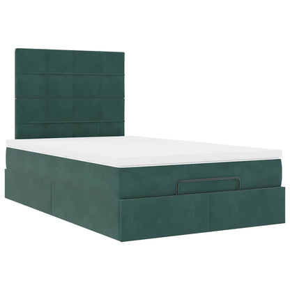 Cadre de lit ottoman avec matelas vert foncé 120x190 cm velours