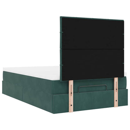 Cadre de lit ottoman avec matelas vert foncé 120x190 cm velours