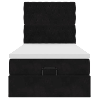 Cadre de lit ottoman avec matelas noir 80x200 cm velours