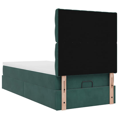 Cadre de lit ottoman avec matelas vert foncé 80x200 cm velours