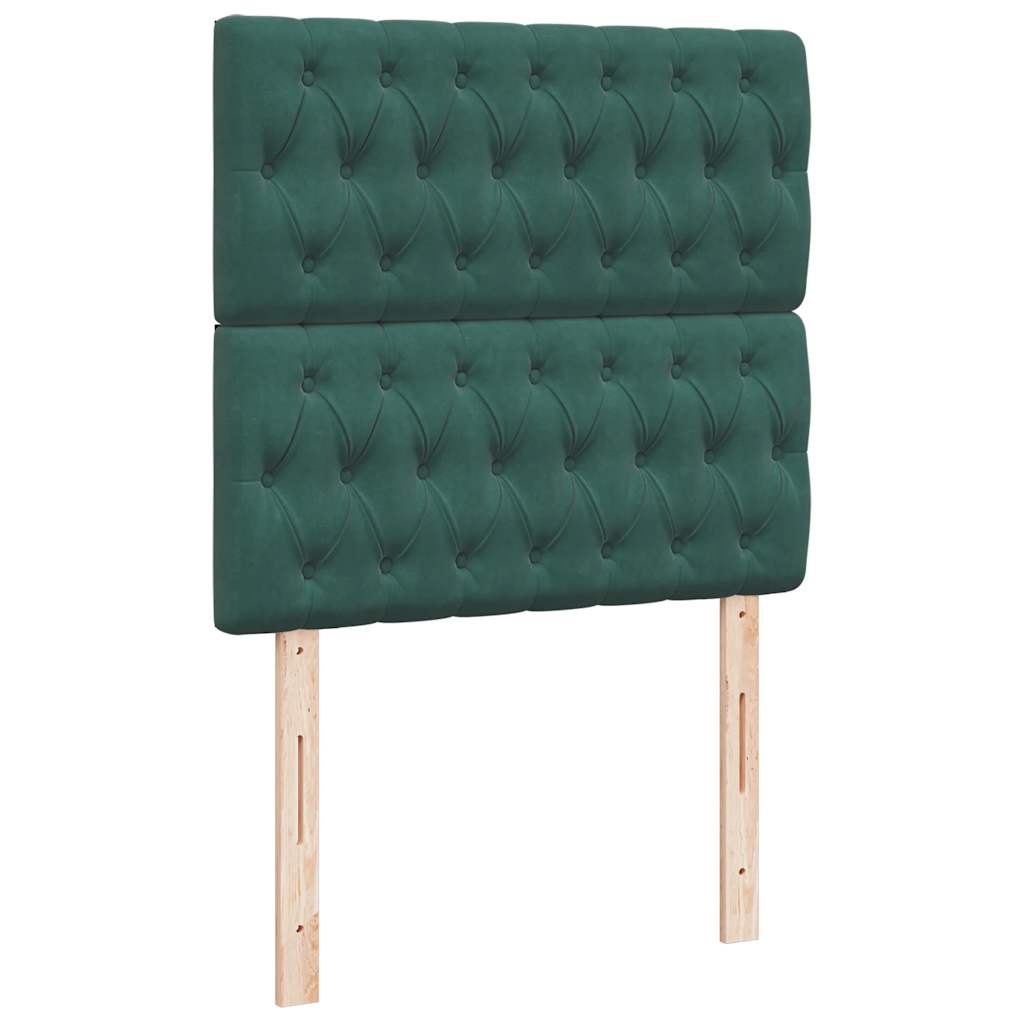 Cadre de lit ottoman avec matelas vert foncé 80x200 cm velours