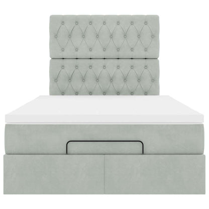 Cadre de lit ottoman avec matelas gris clair 120x190 cm velours