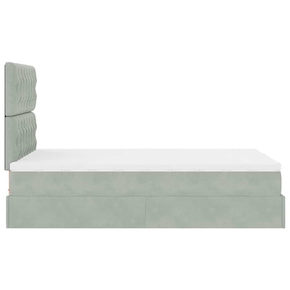 Cadre de lit ottoman avec matelas gris clair 120x190 cm velours