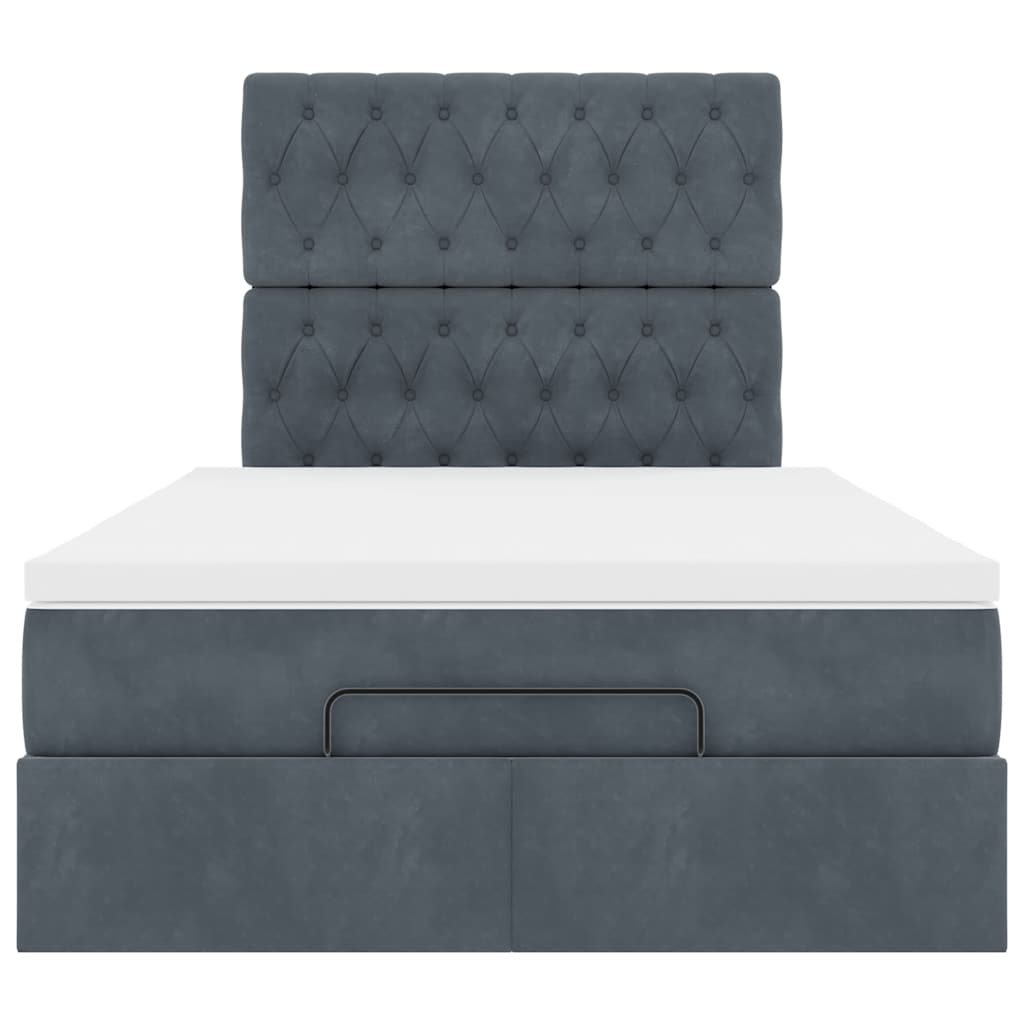 Cadre de lit ottoman avec matelas gris foncé 120x190 cm velours