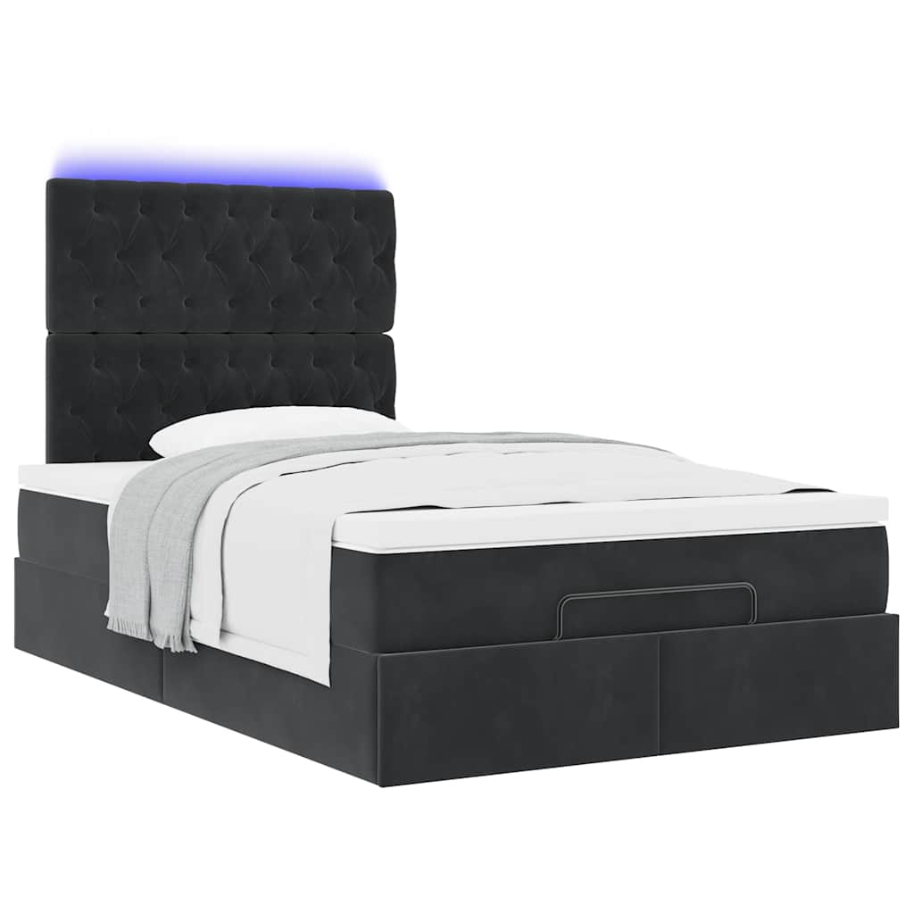 Cadre de lit ottoman avec matelas noir 120x190 cm velours