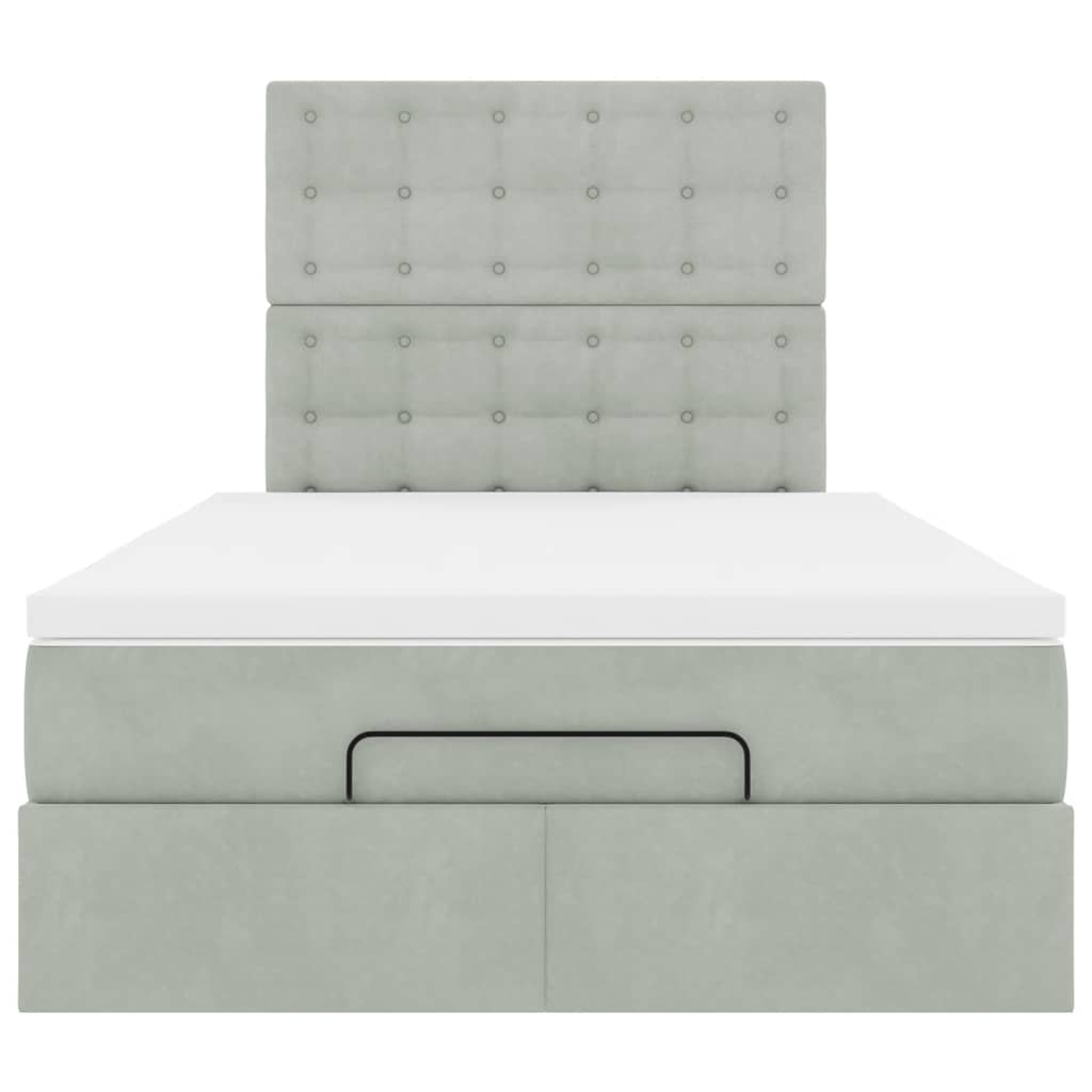 Cadre de lit ottoman avec matelas gris clair 120x190 cm velours