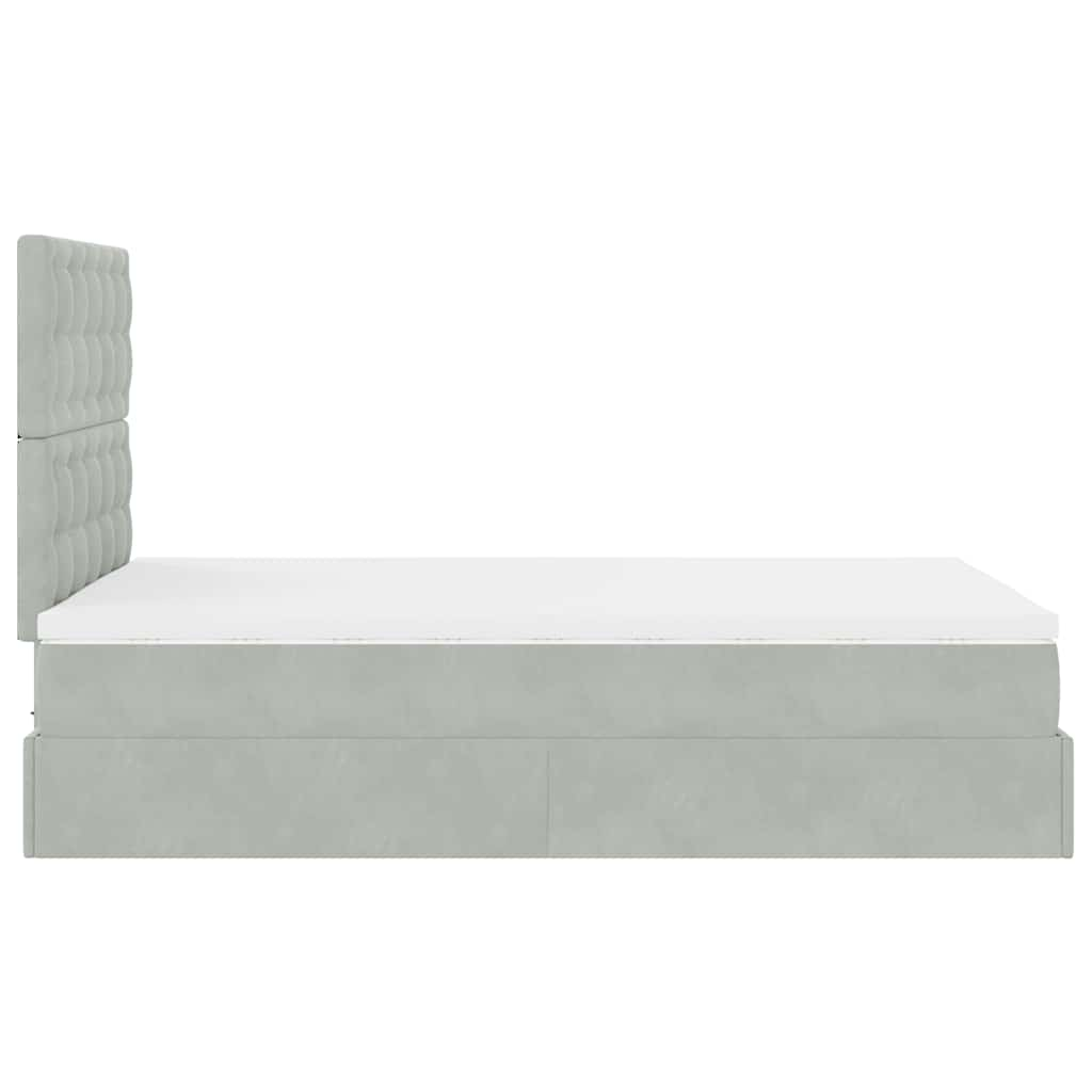 Cadre de lit ottoman avec matelas gris clair 120x190 cm velours