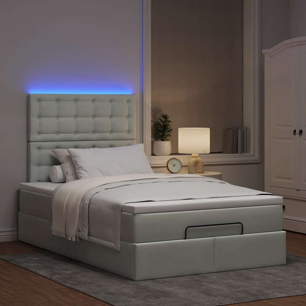 Cadre de lit ottoman avec matelas gris clair 120x190 cm velours