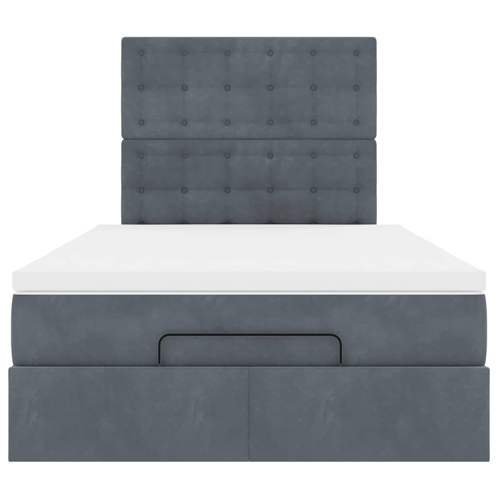 Cadre de lit ottoman avec matelas gris foncé 120x190 cm velours