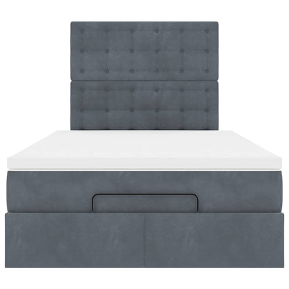 Cadre de lit ottoman avec matelas gris foncé 120x190 cm velours