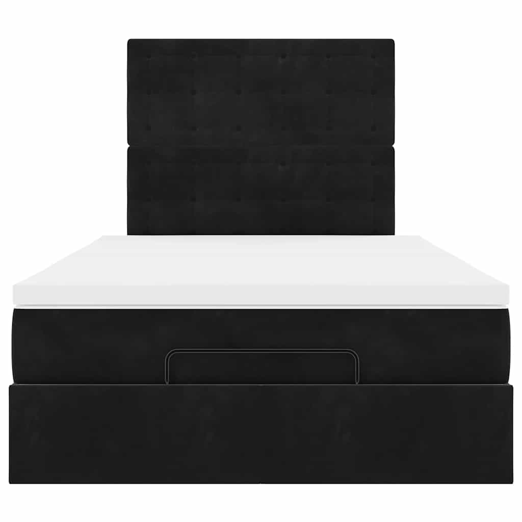 Cadre de lit ottoman avec matelas noir 120x190 cm velours