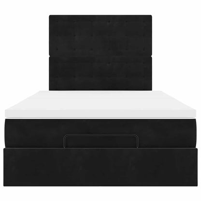 Cadre de lit ottoman avec matelas noir 120x190 cm velours