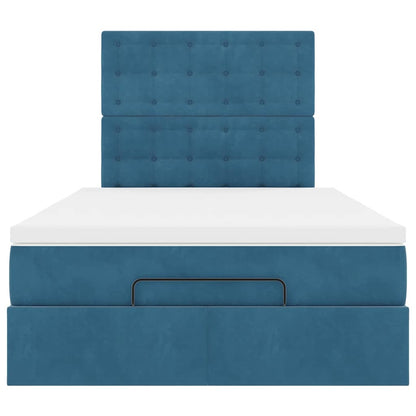 Cadre de lit ottoman avec matelas bleu foncé 120x190 cm velours