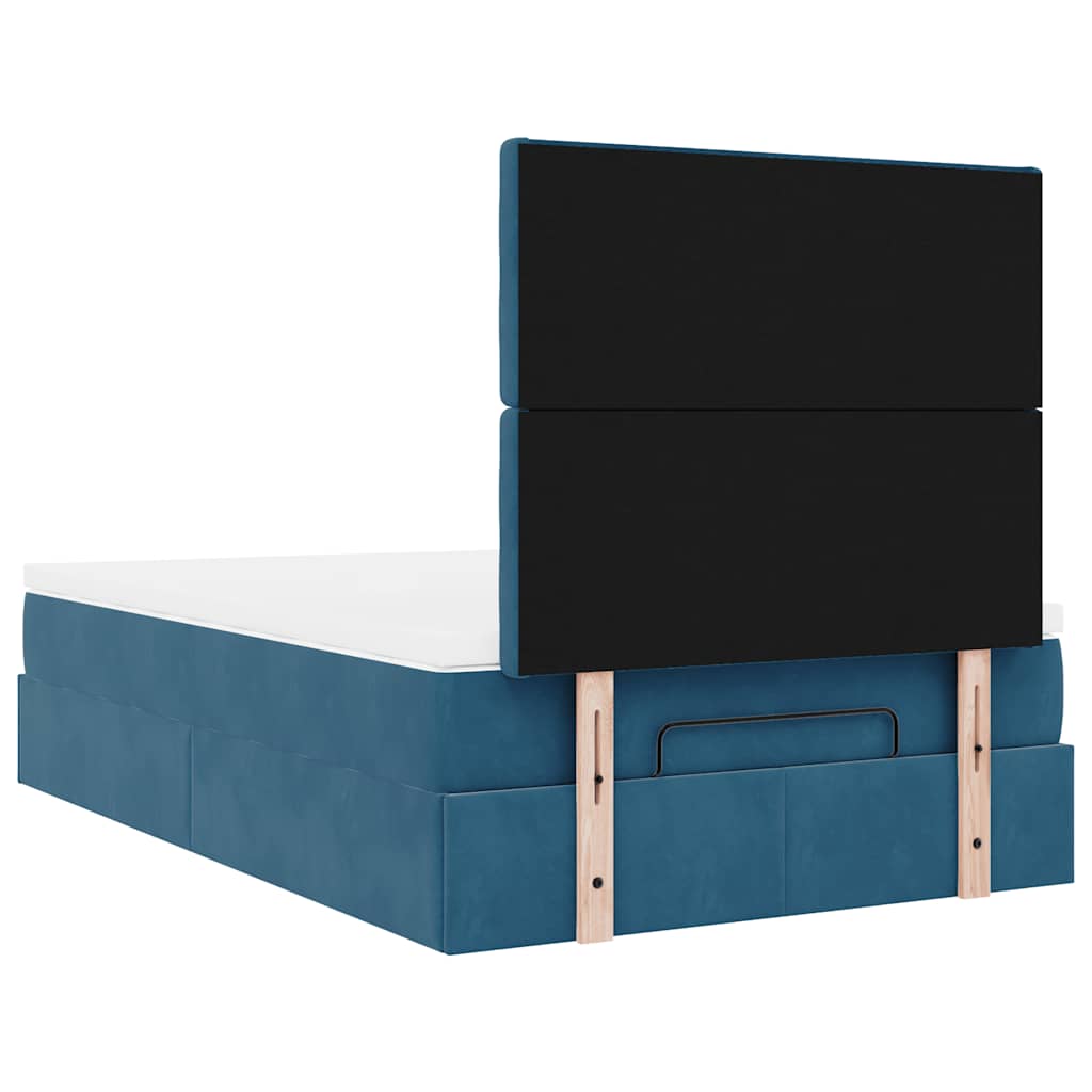 Cadre de lit ottoman avec matelas bleu foncé 120x190 cm velours