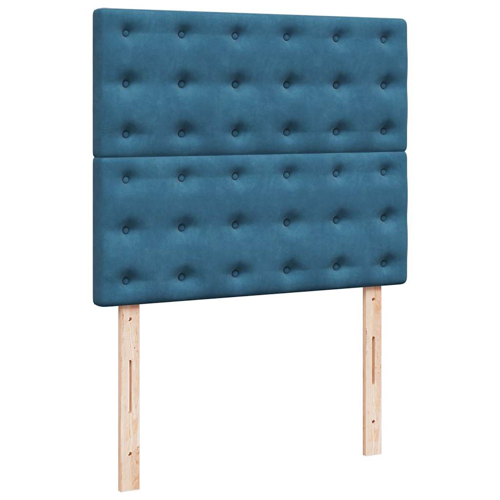 Cadre de lit ottoman avec matelas bleu foncé 120x190 cm velours