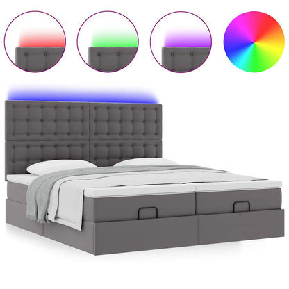 Lit ottoman avec matelas & LED Gris 180x200cm similicuir