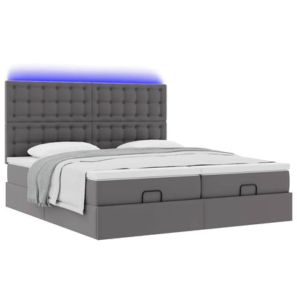 Lit ottoman avec matelas & LED Gris 180x200cm similicuir