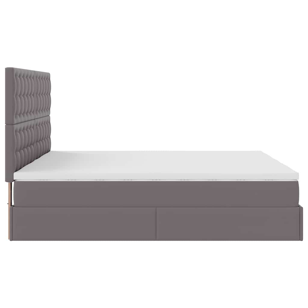 Lit ottoman avec matelas & LED Gris 180x200cm similicuir