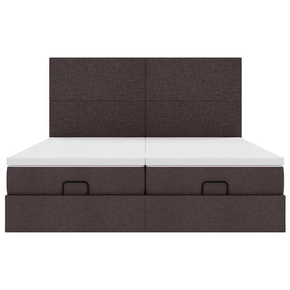 Cadre de lit ottoman avec matelas marron foncé 180x200 cm tissu