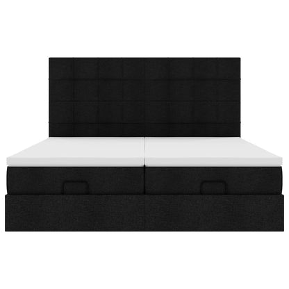 Cadre de lit ottoman avec matelas noir 160x200 cm tissu