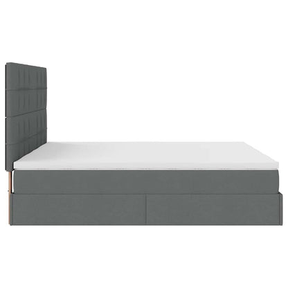 Cadre de lit ottoman avec matelas gris foncé 180x200cm tissu